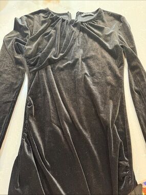 Zara Black Velvet Long-Sleeve Dress